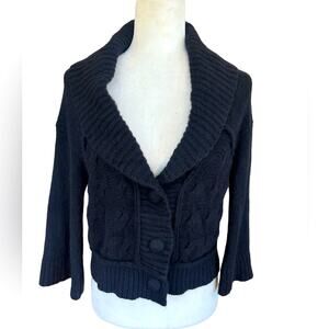 Juicy Couture Cardigan Med Black Wool Cashmere Y2k Chunky Knit Whimsygoth VTG‎